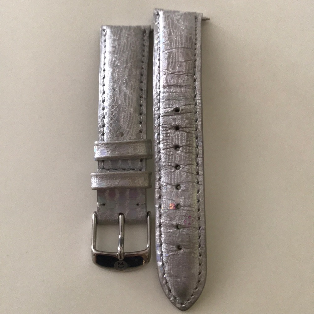 Michele Silver Leather Strap 18mm